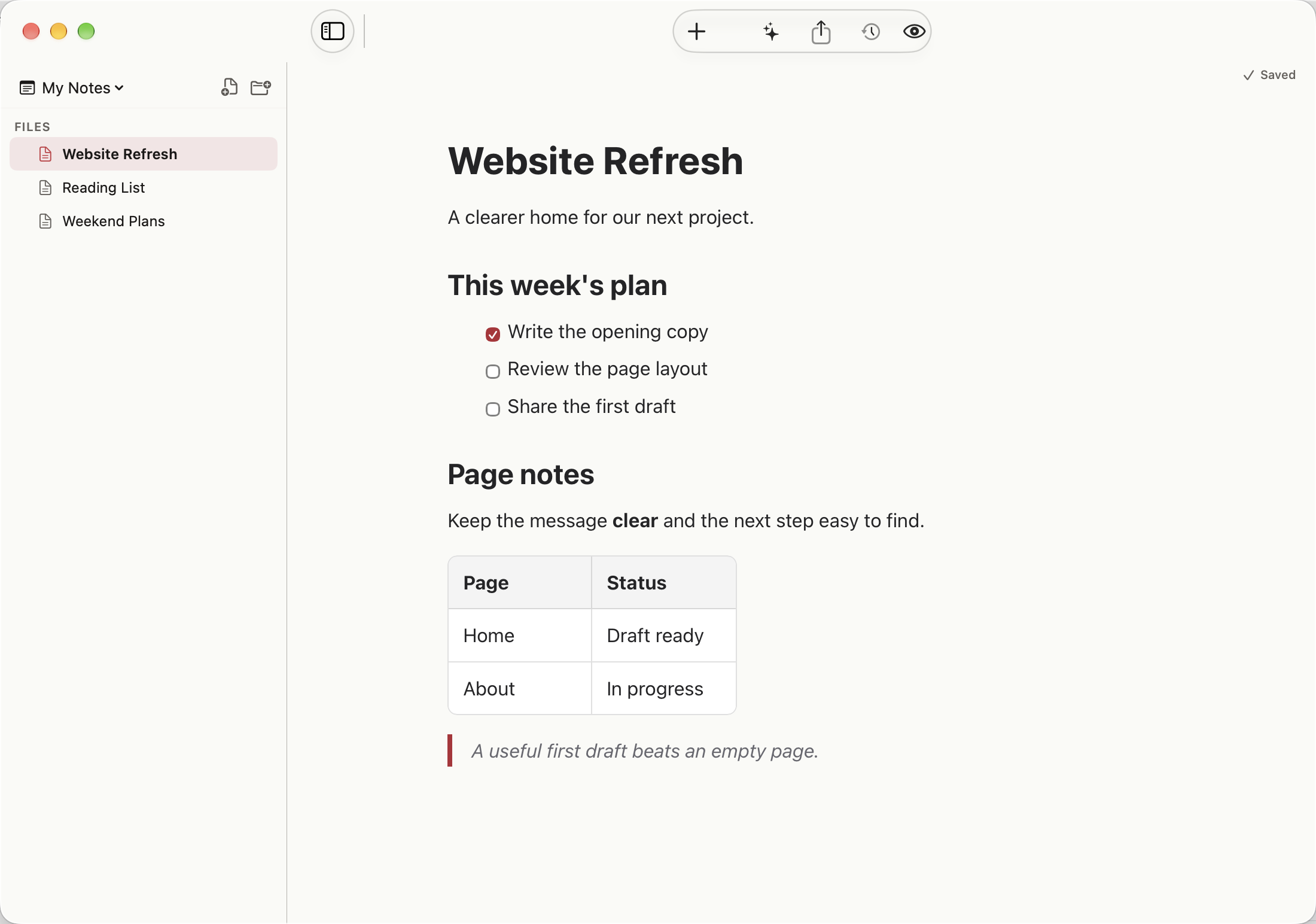 MarkThatDown reading view showing an actual Markdown note